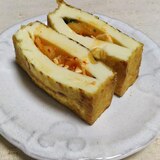 ずぼらおつまみ☆厚揚げのキムチチーズ挟み